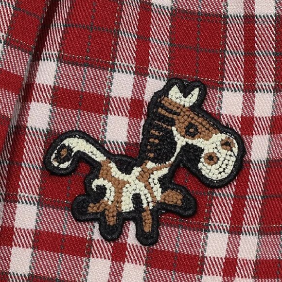 B.Sure Cartoon Pony Embroidered Plaid Casual Pants - Picture 3 of 4